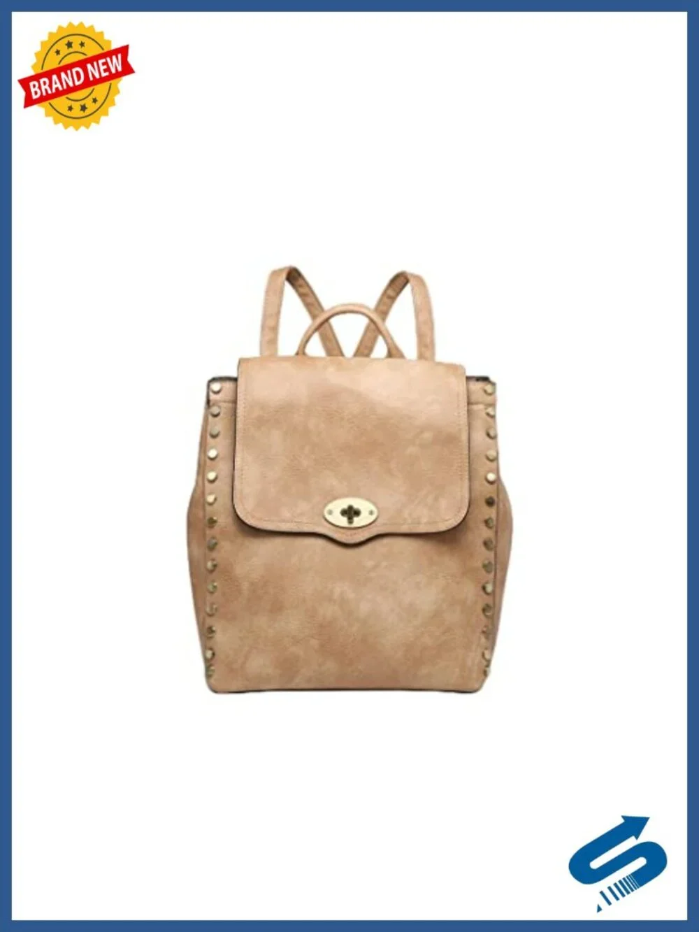 Small Backpack Convertible Faux Leather Twist Lock Closure